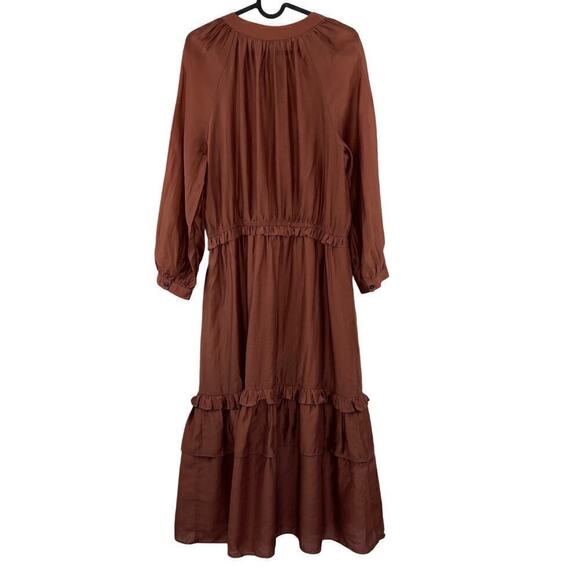Current Air Anthropologie Tiered Tamra Midi Dress in Cognac Size Large Western - Picture 3 of 11